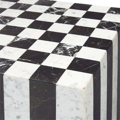 Unique Design Natural Stone End Table Square Black And White Marble Game Side Table For Living Room