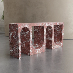 Advanced Customization Marble Entrance Side Table Arch Design Rosso Levanto Red Marble Console Table