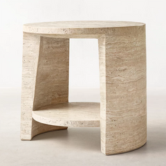 Italian Travertine living room furniture bedroom furniture classic Travertine round side tables