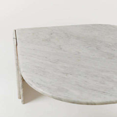 Vintage Carrara White Marble Leaf Shape Coffee Table Living Room Stone Furniture