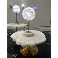 Italian White Marble Spanish Alabaster Stone Lamps Luxury Modern Alabaster Lamps