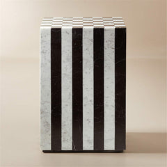 Unique Design Natural Stone End Table Square Black And White Marble Game Side Table For Living Room