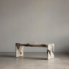 Luxury Marble Living Furniture Custom Calacatta Viola Stone Plinth Bridge Table Console Table