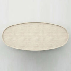 Light Luxury Hotel Villa Living Room Stone Coffee Table Low Height Oval Travertine Center Coffee Table