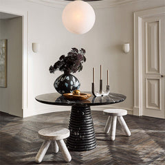 Decorative Modern Marble End Coffee Table Round Tripod Italy White Marble Side Table For Living Room