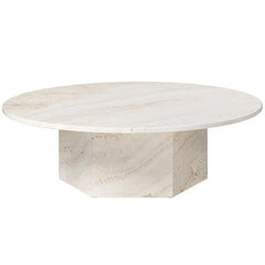 Round 80 cm White Travertine Modern Living Room Round Coffee Tables