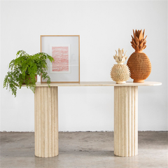 Modern Decorative Freestanding Rectangular Entryway Table Natural Marble Narrow Long Console Table