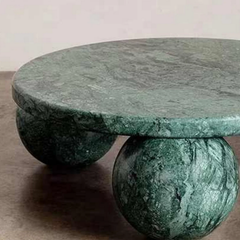 Luxury Living Room Furniture Stone Furniture Marble Center Table with Spherical Base Coffee Tables