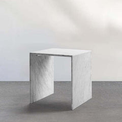 Luxury Side Table for Living Room Gio Minimalist Fluted Carrara Marble Side Tables