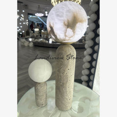 Silver Travertine Alabaster Stone Lamps