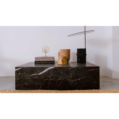 New Arrivals Natural Stone Furniture Nero Marquina Black Marble Block Coffee Table