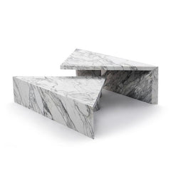 Luxury design wholesale price two piece triangle Arabescato Marble coffee tables