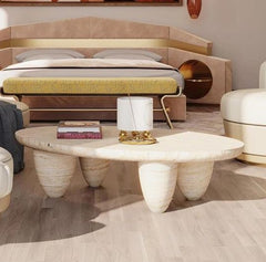 simple creative design lunarys oval center table living room OLIVER Italian travertine marble coffee tables