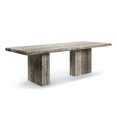 Customized August Rectangle Travertine Table with Block Legs Dining Table