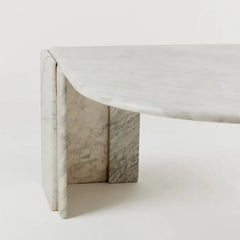 Vintage Carrara White Marble Leaf Shape Coffee Table Living Room Stone Furniture