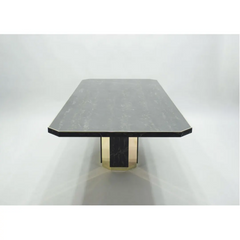 Customized Luxury Large Brass Portor Marble Dining Room Furniture Table