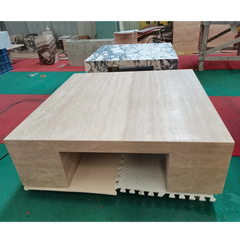 Luxury coffee table modern type living room stone furture Arabescato Travertine square coffee tables