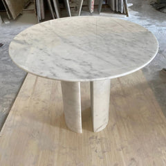 Luxury Home Furniture Living Room Round Cararra White Marble Coffee Side Table