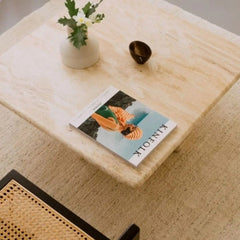 Wholesale Modern Luxury White Stone Travertine Square Natural Marble Coffee Table