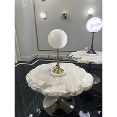 Italian White Marble Spanish Alabaster Stone Lamps Luxury Modern Alabaster Lamps