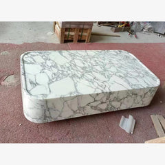 OEM Classic Living Room Furniture Natural Marble Stone Beige Travertine Vitolo Carved Coffee Tables