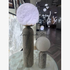 Silver Travertine Alabaster Stone Lamps