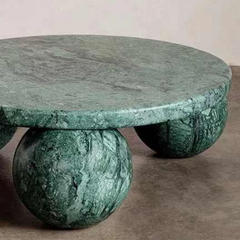 Luxury Living Room Furniture Stone Furniture Marble Center Table with Spherical Base Coffee Tables