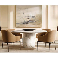 Luxury Round Dining Table Arabescato Marble Travertine Console Table Natural Stone Furniture