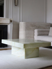Wholesale Luxury Stone Furniture Rectangular Center Coffee Table Green Onyx Marble Coffee Table