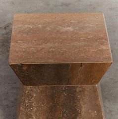 Square Pinched Waist Stone Side Table Natural Stone Furniture