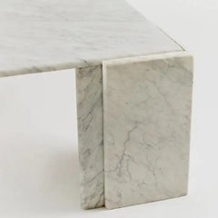 Vintage Carrara White Marble Leaf Shape Coffee Table Living Room Stone Furniture