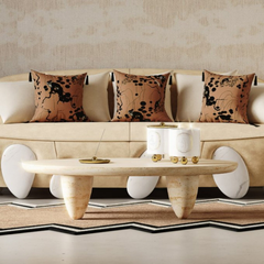 simple creative design lunarys oval center table living room OLIVER Italian travertine marble coffee tables