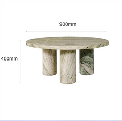 Modern Stone Furniture Round Marble Coffee Table Jade Green Marble Coffee Table with Tri Cylinder Base