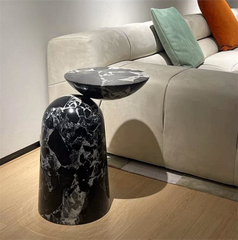 Unique Monolithic Stone Furniture Pingu X Side Coffee Table Nero Grand Antique Marble Sofa Side Table