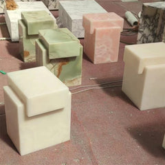 Fantastic Decorative Marble Stone Furniture Cube Pedestal Coffee Table Pink Onyx Pedestal Side Table