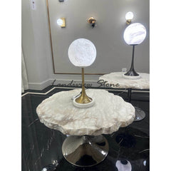 Italian White Marble Spanish Alabaster Stone Lamps Luxury Modern Alabaster Lamps