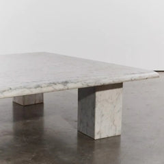 Durable Natural Stone Rectangle Carrara White Marble Coffee Table For Living Room