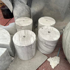 Natural Stone Living Room Furniture Home Decor White Carrara Marble Round Cylinder Marble Plinth