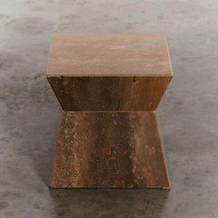 Square Pinched Waist Stone Side Table Natural Stone Furniture