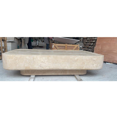 OEM Classic Living Room Furniture Natural Marble Stone Beige Travertine Vitolo Carved Coffee Tables
