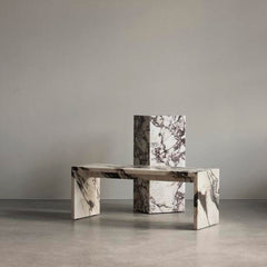 Luxury Marble Living Furniture Custom Calacatta Viola Stone Plinth Bridge Table Console Table