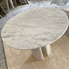 Luxury Home Furniture Living Room Round Cararra White Marble Coffee Side Table