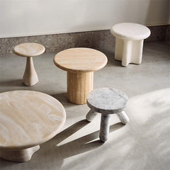 Decorative Modern Marble End Coffee Table Round Tripod Italy White Marble Side Table For Living Room