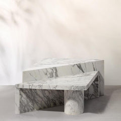 Luxury design wholesale price two piece triangle Arabescato Marble coffee tables