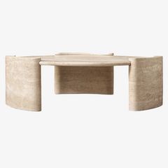 Modern marble coffee table living room stone furniture beige travertine cardin round coffee tables