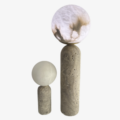 Silver Travertine Alabaster Stone Lamps