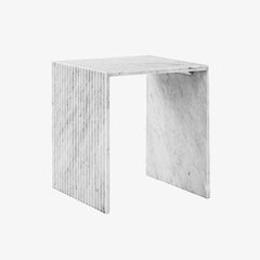 Luxury Side Table for Living Room Gio Minimalist Fluted Carrara Marble Side Tables