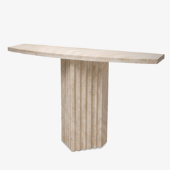 Modern Architectural Entrance Foyer Marble Table Italian Super White Travertine Hallway Console Table