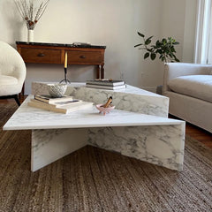 Calacatta Viola Marble Triangle 2 Pieces Design Coffee Table for Interior Design Home Decor Customized Stone Furniture