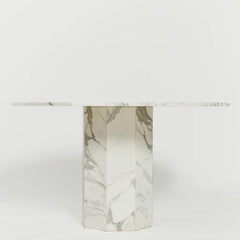 White and grey marble octagonal dining table